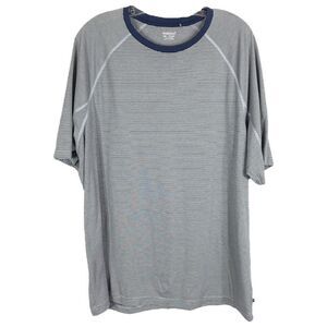 Toad Co XXL Top Raglan Short Sleeve‎ Crew Neck Tee Gray Blue Striped Mens 1411